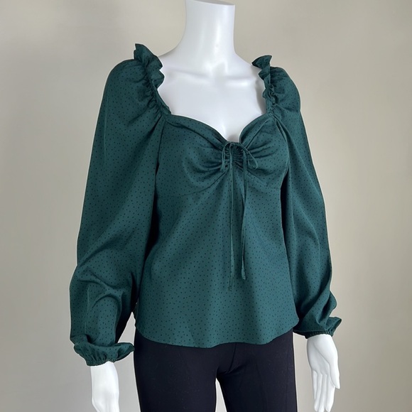 Topshop Dark Green Blouse - Picture 5 of 11